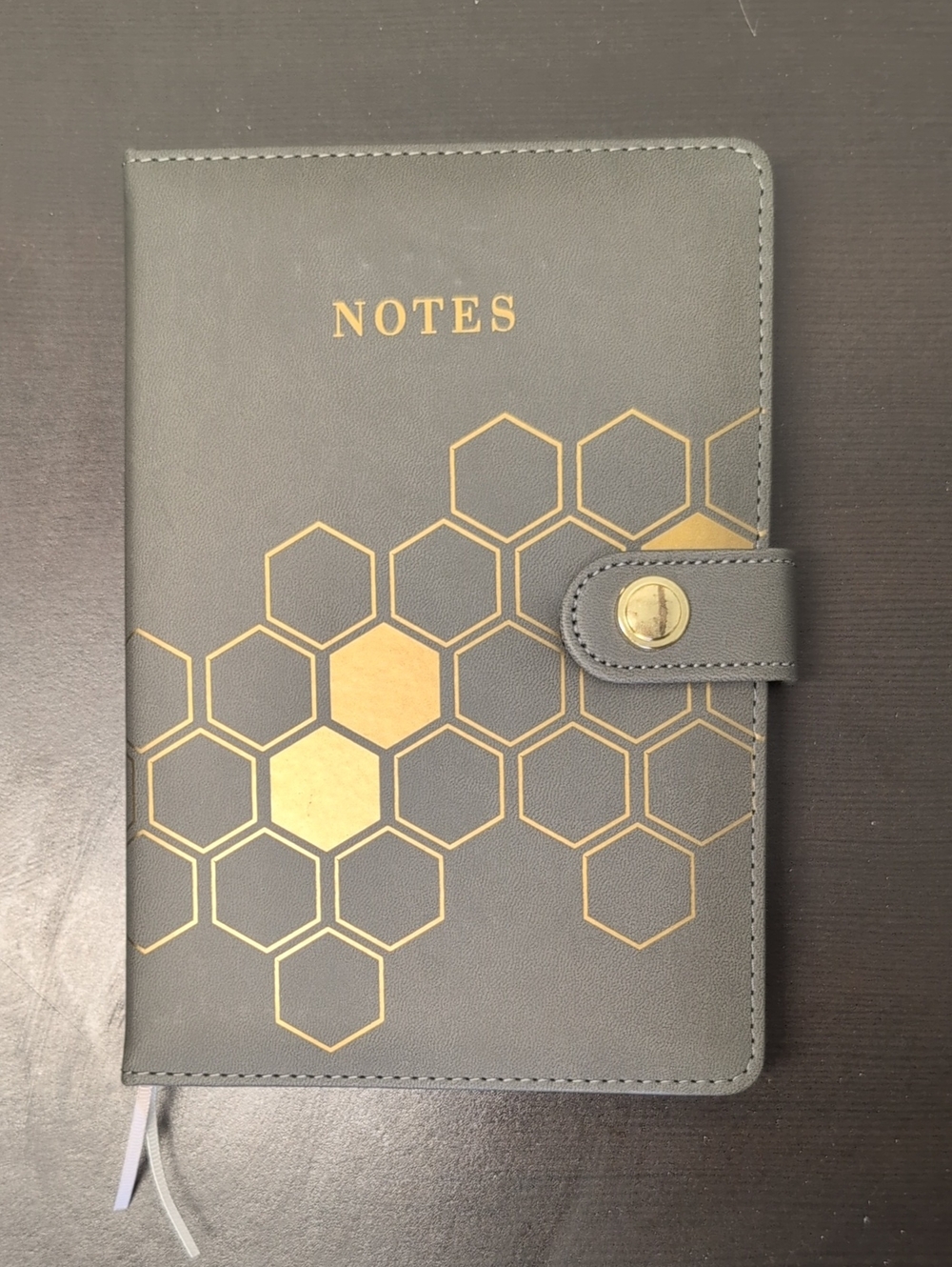 Gray Notebook with Gold Honeycomb Design - NOTES